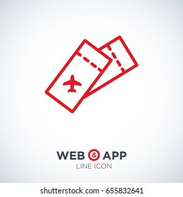 Ticket plane line vector icon