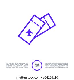 Ticket plane line vector icon