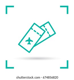 Ticket plane line vector icon