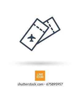 Ticket plane line vector icon