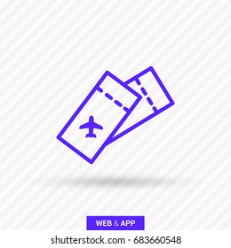 Ticket plane line vector icon