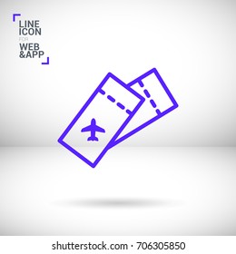 Ticket plane line vector icon