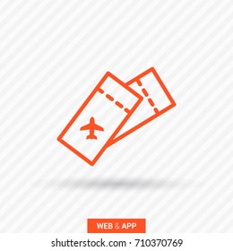 Ticket plane line vector icon