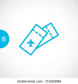 Ticket plane line vector icon