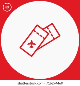 Ticket plane line vector icon