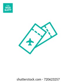 Ticket plane line vector icon