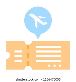 Ticket with plane on chat bubble vector illustration in flat color design