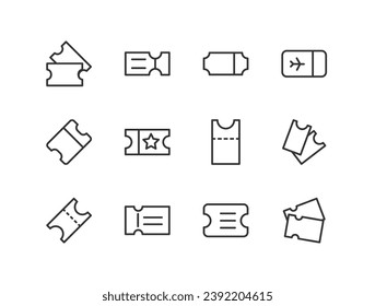 ticket premium line icons. Pack of outline objects for web and UIUX design. Icon collection