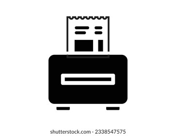 Ticket printing machine. Simple illustration in black and white.