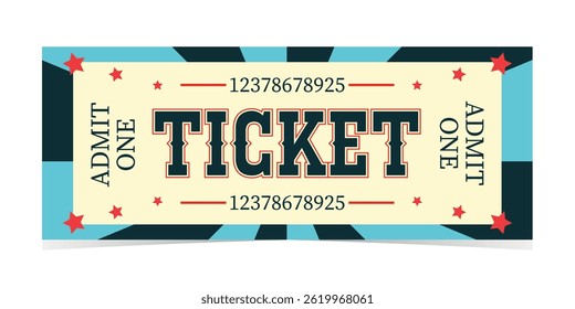 ticket for printing on paper standard format retro style for one person