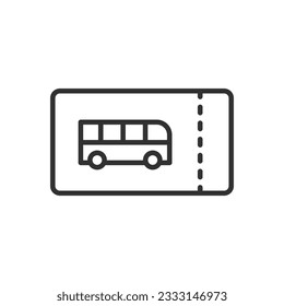 Ticket for public transportation, bus, linear icon. Line with editable stroke