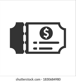 Ticket, receipt icon, vector graphics