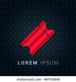 Ticket Red chromium precious metallic 3D Icon / Logo Design