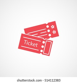 Ticket Red Flat Icon On White Background