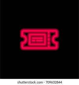 Ticket red glowing neon ui ux icon. Glowing sign logo vector