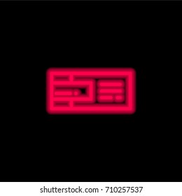 Ticket red glowing neon ui ux icon. Glowing sign logo vector
