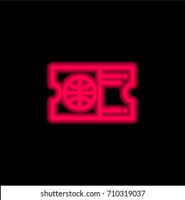 Ticket red glowing neon ui ux icon. Glowing sign logo vector