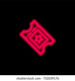 Ticket red glowing neon ui ux icon. Glowing sign logo vector