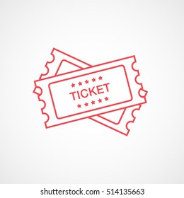 Ticket Red Line Icon On White Background