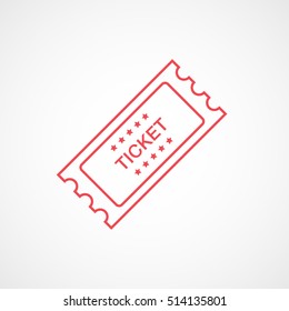 Ticket Red Line Icon On White Background