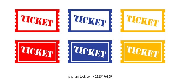 Plantilla de diseño vectorial de estilo pop retro de entradas. Símbolo de papel del festival de cupones. El concepto de seis colores.
