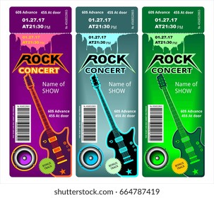 Ticket Rock Concert Invitation, Show, Coupon, Ticket, Pass Admission Entry Entrance Music, Notes, Microphone, Gloss, Beams