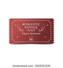 A ticket for a romantic dinner in a restaurant on a white background. Vector image.