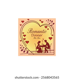 A ticket for a romantic dinner for two on a white background. Vector image.