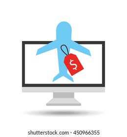 ticket sale, ecommerce shopping icon, vector illustration