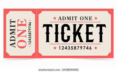 Ticket sample design. Cinema, theater, casino, concert, game, party, event, festival gold ticket, Invite ticket for casino club,