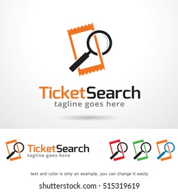 Ticket Search Logo Template Design Vector