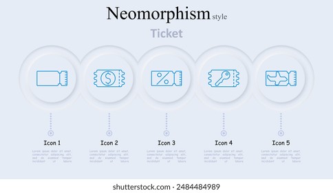 Ticket set icon. Event ticket, money, discount, key, airplane ticket, admission pass, event entry, discounts, access, travel pass, ticketing