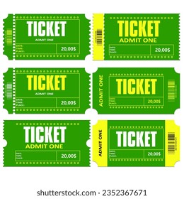 Ticket set icon for various events. EPS10 vector illustration