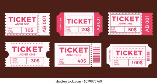 Ticket Set Icon Vector Illustration Flat Stock Vector (Royalty Free ...