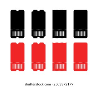 Ticket set icons. Silhouette and flat style. Vector icons.
