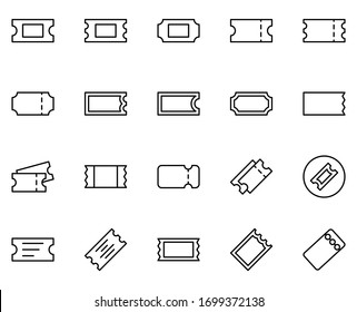 Ticket set line icons in flat design with elements for web site design and mobile apps.  Collection modern infographic logo and symbol. Ticket vector line pictogram