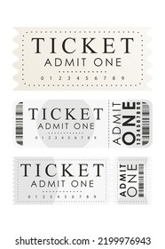 Ticket set. Pass card design. Isolated. Vector illustration.