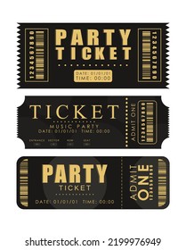 Ticket set. Pass card design. Isolated on white background. Vector illustration.