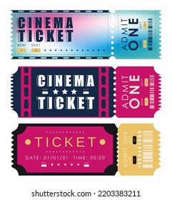 Ticket set. Pass card design. Isolated on white background. Vector illustration.