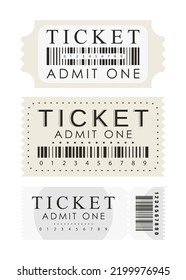 Ticket set. Ready design for your business. Isolated on white background. Vector.