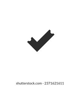 Logo de marca de verificación en forma de billete con fondo blanco