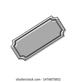 Ticket sign illustration. Black line icon with gray shifted flat filled icon on white background. Illustration.
