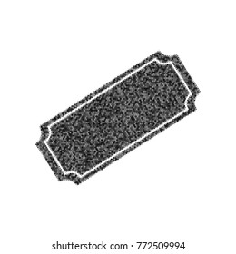 Ticket sign illustration. Vector. Black icon from many ovelapping circles with random opacity on white background. Noisy. Isolated.