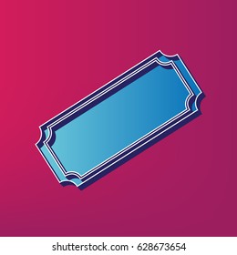Ticket sign illustration. Vector. Blue 3d printed icon on magenta background.