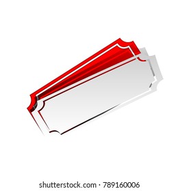 Ticket sign illustration. Vector. Detachable paper icon with red body stock. Isolated.