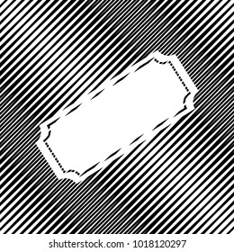 Ticket sign illustration. Vector. Icon. Hole in moire background.