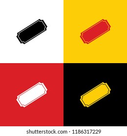 Ticket sign illustration. Vector. Icons of german flag on corresponding colors as background.