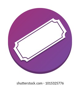 Ticket sign illustration. Vector. White icon with flat shadow on purpureus circle at white background. Isolated.