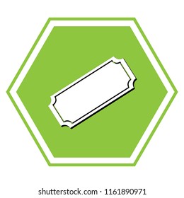 Ticket sign illustration. Vector. White icon with black shadow at yellow green honeycomb on white background.