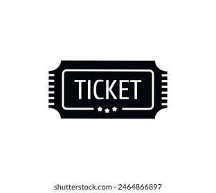 Ticket simple icon. Black coupon ticket icons for concert, cinema, festival, event. Black event tickets icon vector design and illustration.
